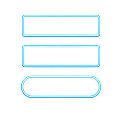 Obraz premium Set of three blue outlined rectangular frames and buttons with rounded and isolated on transparent background