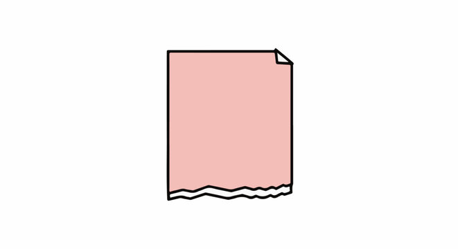 Pink paper with black outline and torn bottom edge