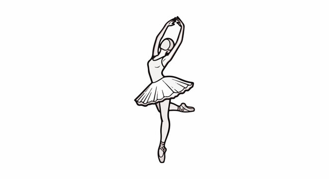 Elegant ballerina in a classical tutu and pointe shoes performs a graceful pose