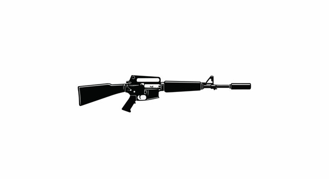 Silhouette of a rifle with a suppressor