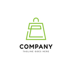 Elegant E shopping bag logo with E letter inside for Online business