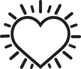 Fototapeta premium A simple yet captivating vector illustration featuring a radiating heart. This piece embodies love, warmth, and positivity with its clean lines and minimalist aesthetic.