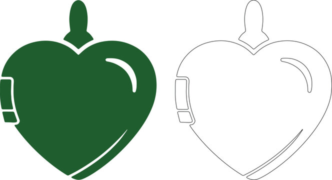 Green heart locket with silhouette pendant