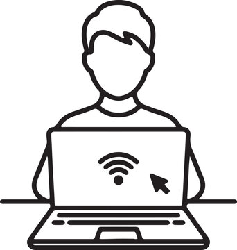 A person using a laptop with a WiFi connection