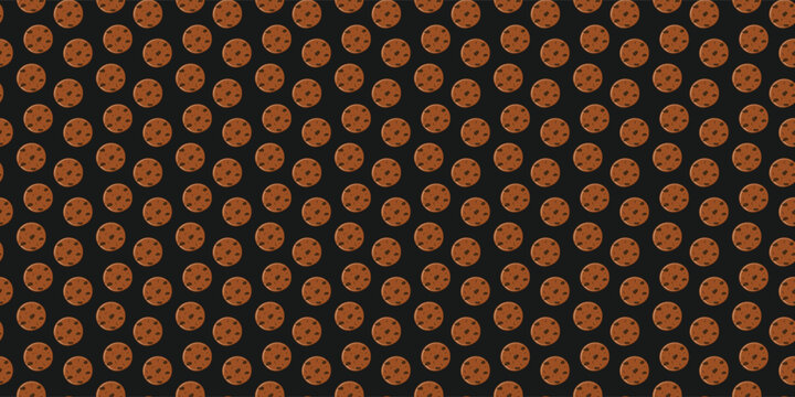 Cookie seamless pattern for bakery backgrounds and dessert textile prints. chocolate cookies pattern