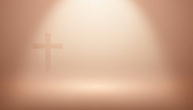 Christian cross symbol glowing against a soft blurred background for worship.