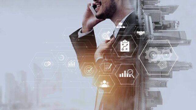 Business management system showing teamwork, productivity, and planning. Management supports goal, management tracks progress, management improves teamwork, and enhances productivity. Marrow