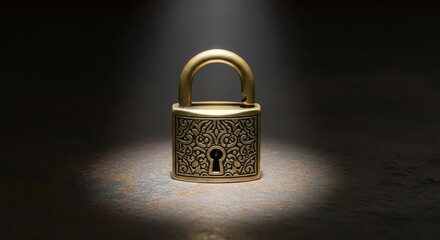 Fototapeta premium Ornate Vintage Brass Lock on Textured Surface