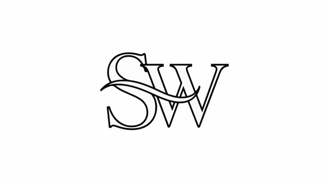 Stylized intertwined letters S and W in black outline on white background
