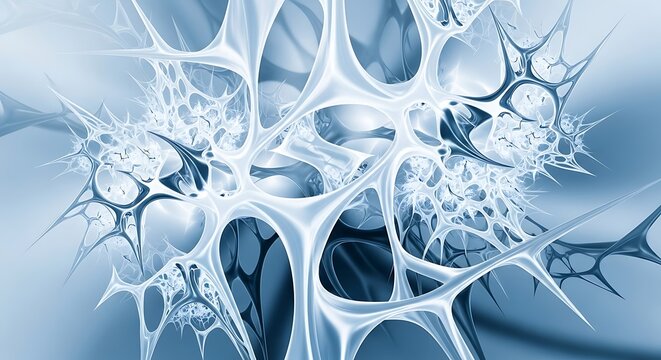 Complex cellular network in cool tones, artistic design illustration