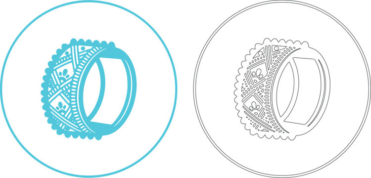 Mehndi henna ring in thin circle silhouettes