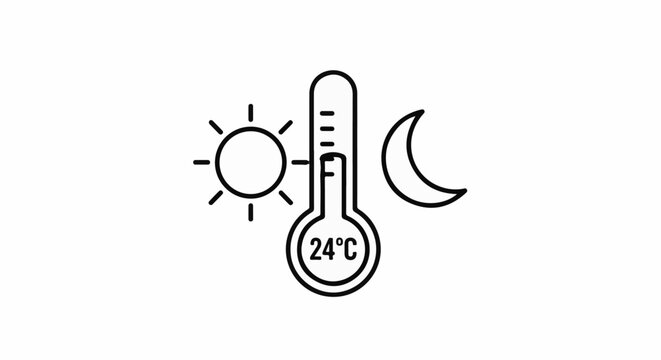 Sun, moon, and thermometer showing 24 degrees Celsius
