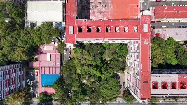 Vertical aerial shot of mexico city apartment building cupa