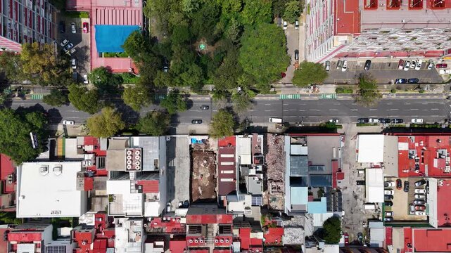 Vertical drone shot of mexico city housing