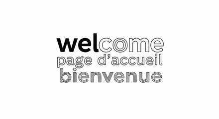 Obraz premium Text welcome, page d'accueil, bienvenue. Simple, bold, outlines