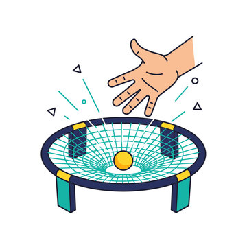 Dynamic Roundnet Spike Action Flat Vector Illustration