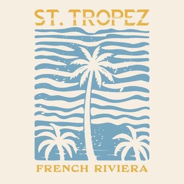 Big Wabes hand drawing artwork. summer sea graphics. sea waves graphic tee. tropical t-shirt design. vintage retro st. tropez french riviera.