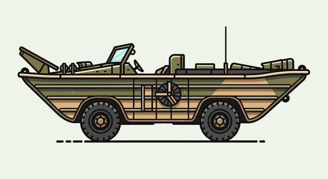 Amphibious Military Vehicle Illustration