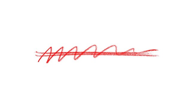 Hand-Drawn Red Highlighter Line Animation, Red underline highlighter animation, crayon sketching elements on a transparent background.
