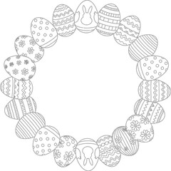 Obraz premium Decorative Easter eggs arranged in a circular pattern for coloring