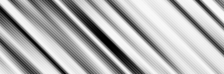 Fototapeta premium Abstract monochrome diagonal lines background, black and white striped pattern with metallic glow effect, minimalist geometric texture for modern tech banner and creative backdrop.