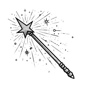 A shimmering magic wand with sparkling effects, perfect for creative design and enchanting visuals.