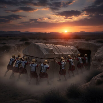 Ancient Desert Camp Tents at Dramatic Sunset Biblical Israelite Wilderness Journey Scene
