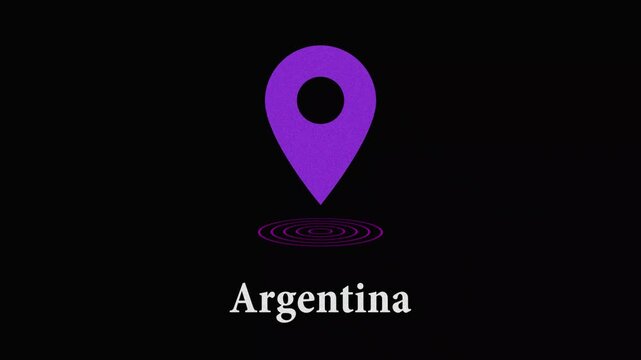 Purple map pin icon with ripple effect on a black background, motion graphics location marker gps point navigation