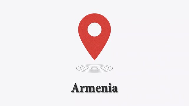 Red map pin icon with ripple effect on a white background, motion graphics location marker gps point navigation