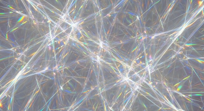 Intricate abstract lines of light display rainbow refractions.