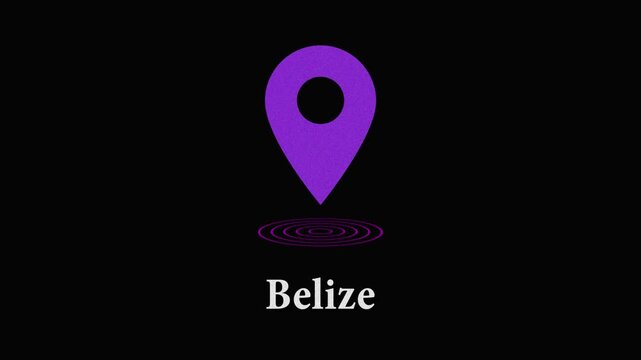 Animated purple map pin icon with "belize" text on black background location pin gps icon pointer destination navigation
