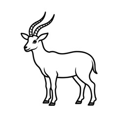 Obraz premium Gazelle standing profile view stylized vector line drawing on transparent background