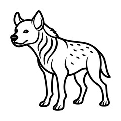 Obraz premium Hyena line drawing with spotted coat and pointed ears side view on checkered transparent background