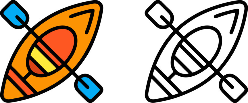 Canoe Kayak with Paddle Boat Vector Icon