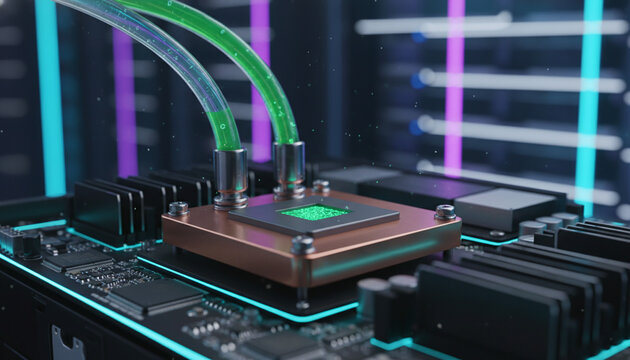 Direct to chip liquid cooling system with green coolant on AI server motherboard