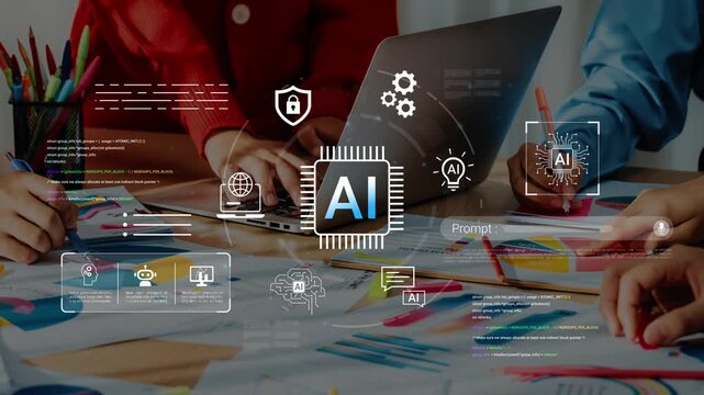 Collaborative workspace showcasing artificial intelligence concepts, digital tools, and creativity in modern business environment with diverse professionals engaged Gluon.