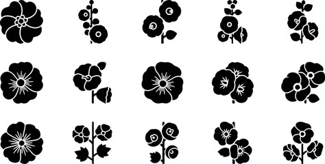 Black and white floral flowers silhouettes © GR Graphics