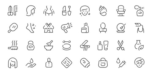 Beauty, spa line icons set Cosmetics, skincare, wellness outline vector collection symbols