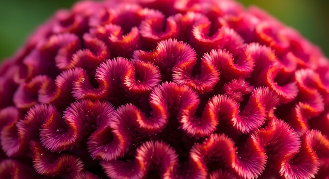 Hyper-macro of celosia flower with feathery plume-like textured surface.
