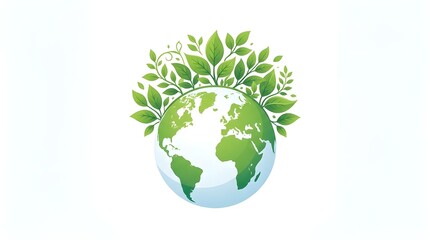 Fototapeta premium Stylized Green Earth Illustration with Leaves and Vines for Ecology and Environment Concept