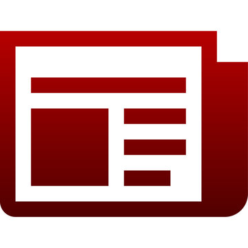 Red newspaper icon for daily news report article and media press
