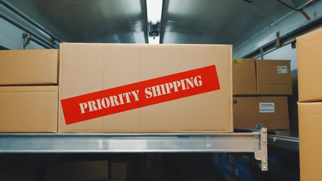Package with priority label. Priority shipping.