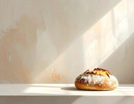 Minimalist Sourdough Bread with Natural Light and Copy Space