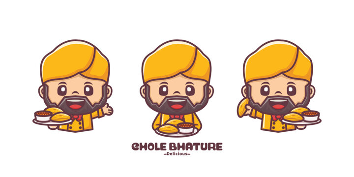 bearded male chef with Indian dish chole bhature