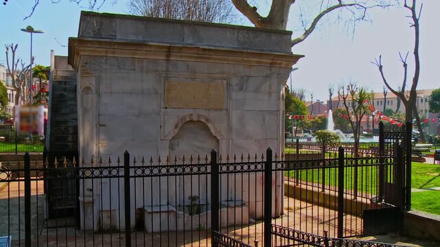 Historic Esma Sultan Fountain in the Heart of a Traditional City Square in Istanbul