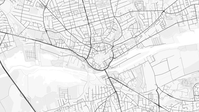 Randers City Map. Minimalist black and white line art poster for printing, wallpaper, wall art, and map resources for home and office decor