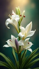 Obraz premium Elegant Cutout Lilies in Bloom with Bud Layers