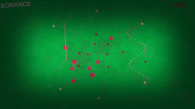 Seed pink node starting net growing lines forming hex mesh showing resonance on transparent bg