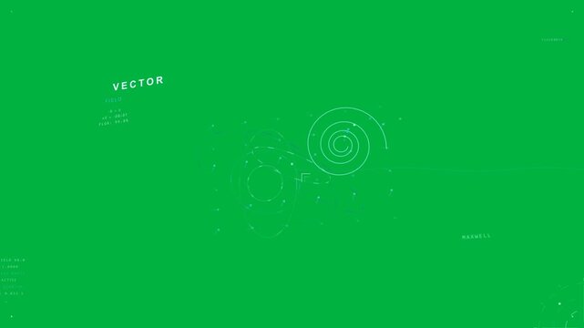 Start loop cluster appearing sparking vector HUD expanding right to show field flow on transparent
