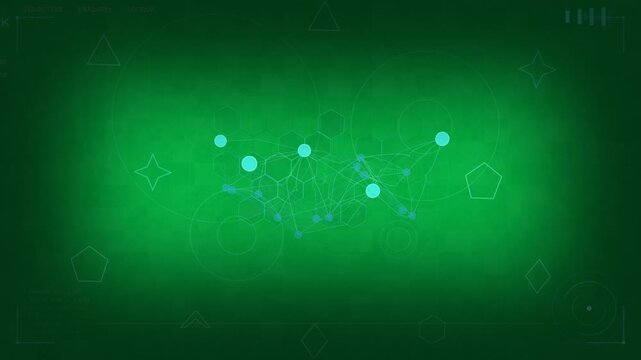 Abstract cyan HUD forming on transparent canvas when nodes lighting, connecting and mapping network